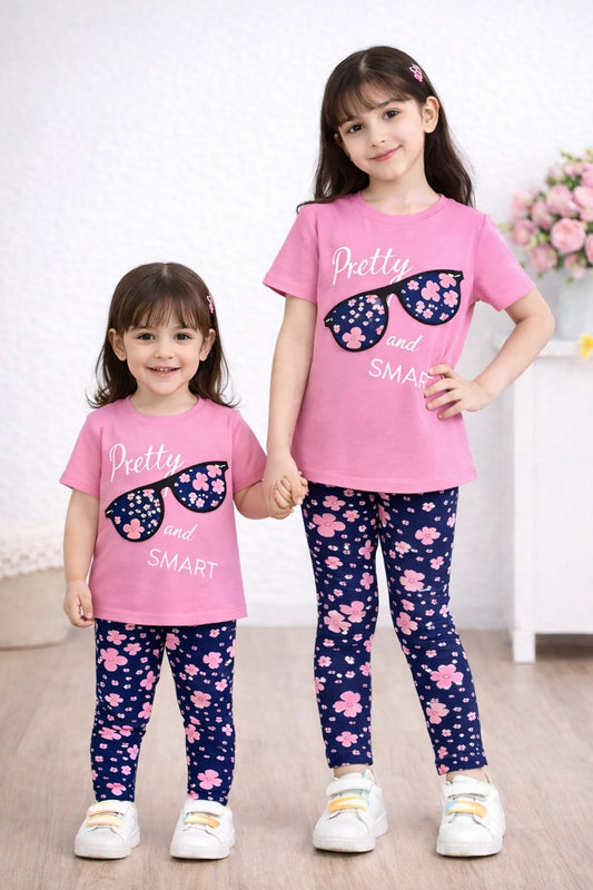 Girl's Half Sleeve T-shirt & Pant Set