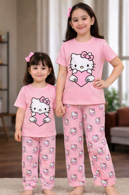 Girl's Half Sleeve T-shirt & Pant Set