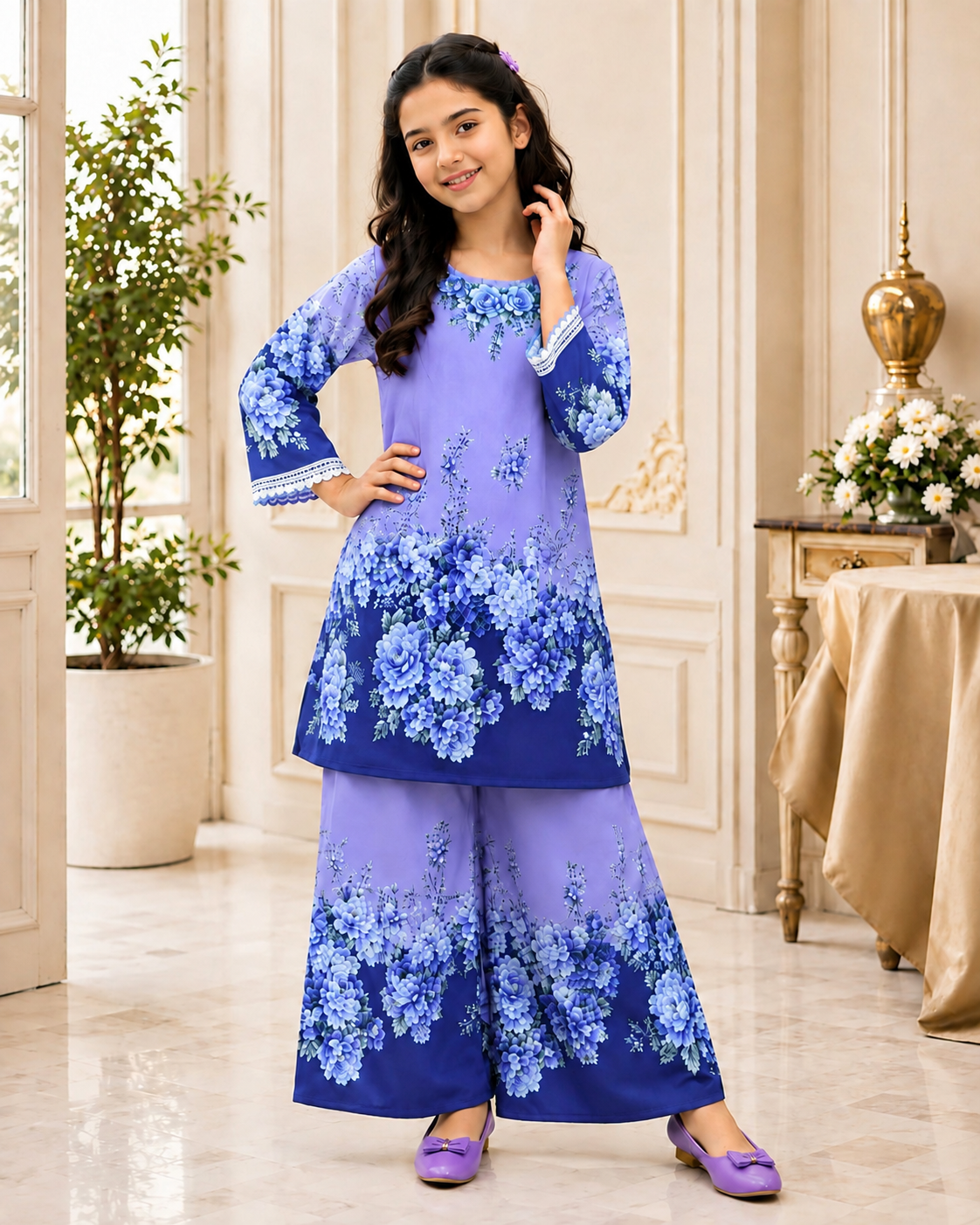 Girls Premium Floral Printed Co-Ord Set