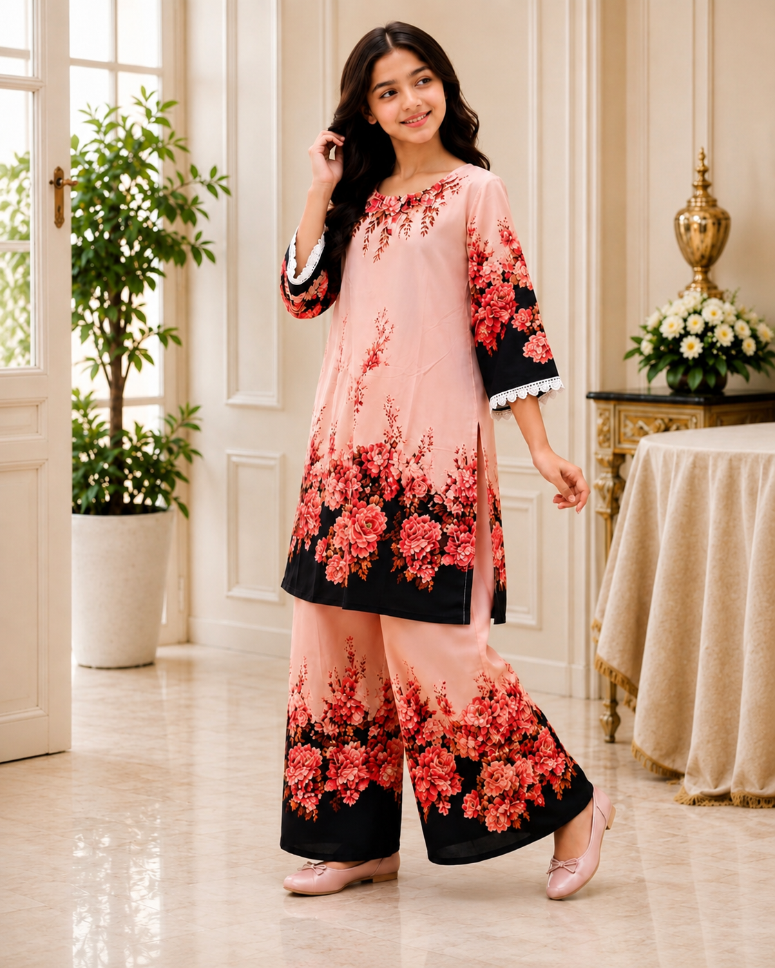 Girls Premium Floral Printed Co-Ord Set